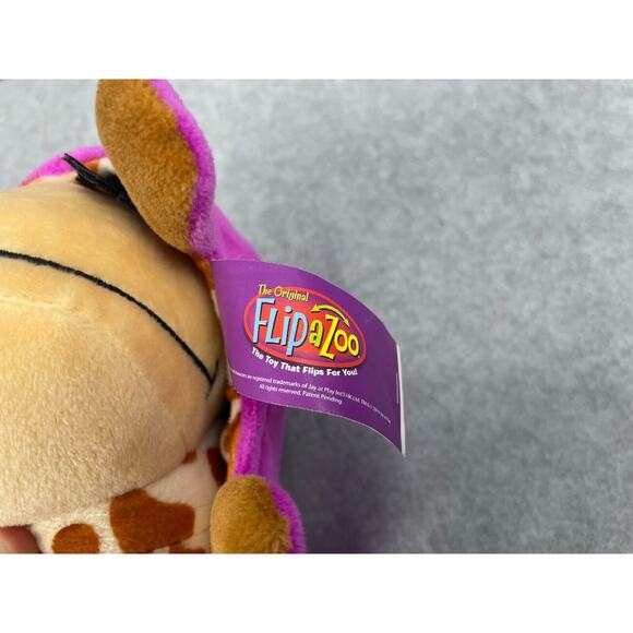 Flip A Zoo Ava‎ Hippo Geo Giraffe Reversible Plush Stuffed Animal 11" Purple - Picture 5 of 10